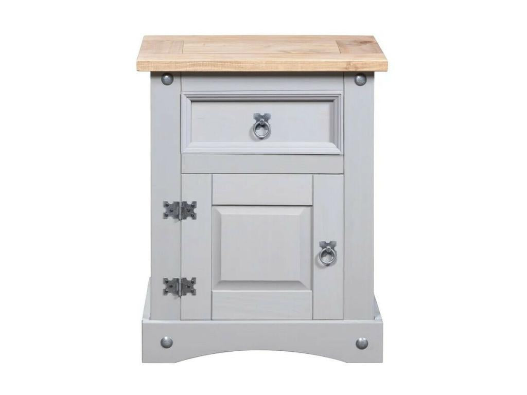 Doucezen dark and grey solid pine bedside table