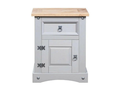 Doucezen dark and grey solid pine bedside table