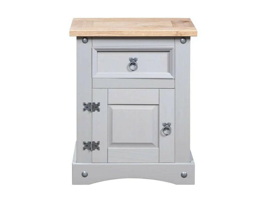 Doucezen dark and grey solid pine bedside table
