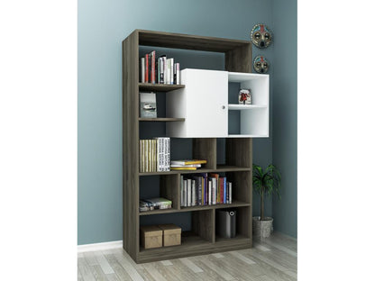 Homzora 93 cm bookcase, white and walnut