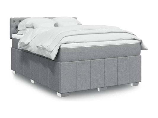Homzora bed base with light grey mattress 160x200cm fabric